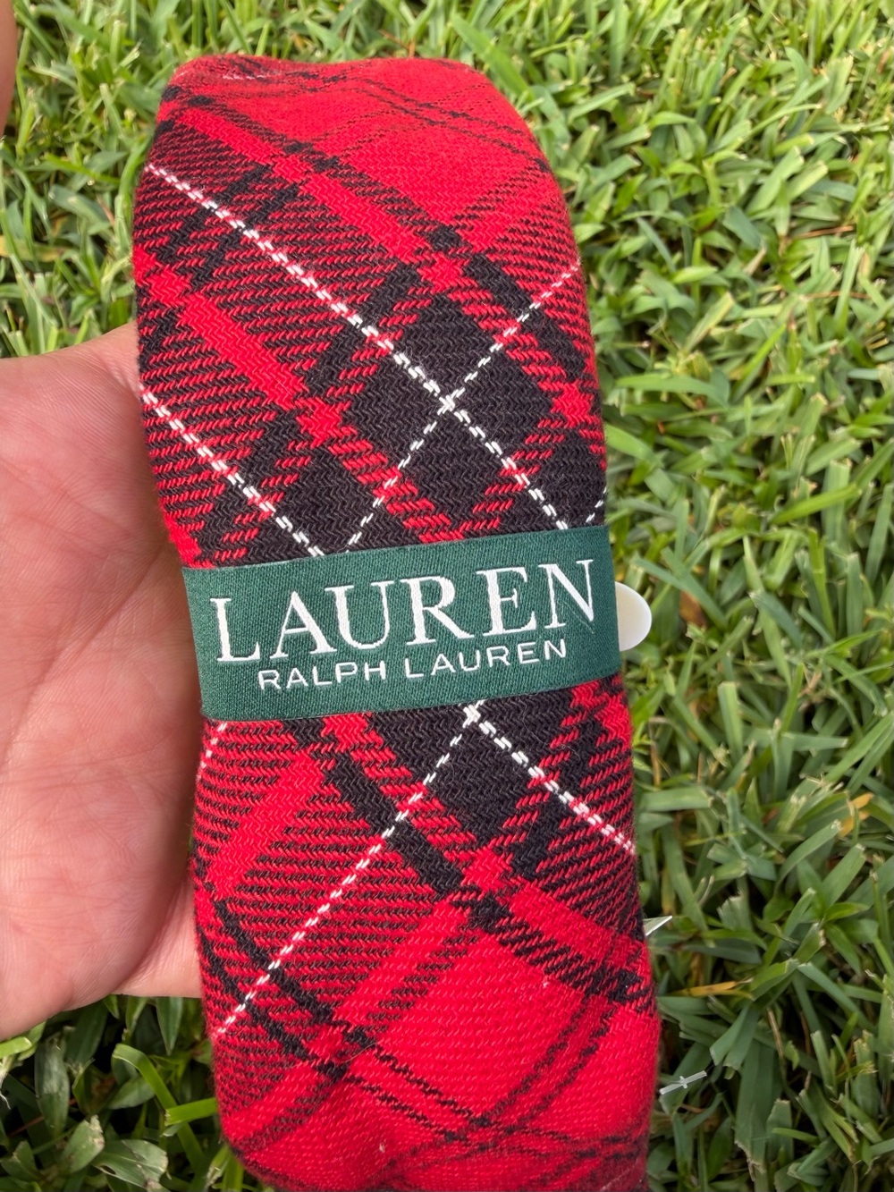 NWT Lauren Ralph Lauren Red Black Plaid Cotton Necktie Classic Tie OS